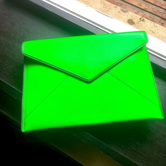 Rebecca Minkoff Neon Green Envelope Clutch - Picture 4 of 10